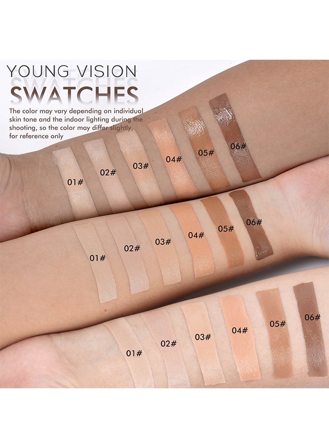 يونج فيجن كريم أساس سائل طويل الأمد، كريم أساس سائل مائي - تغطية كاملة، مكياج خفيف الوزن للبشرة الدهنية والمختلطة، لمسة نهائية طبيعية غير لامعة، مقاومة للماء ومقاومة للعرق #02 - Image 4